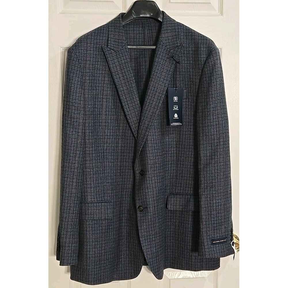 Stafford Sport Coat 48 Long 100% Wool Gray Multi Classic Fit American Wool NEW